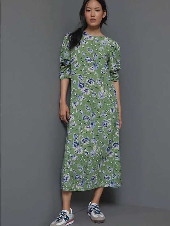 Anthropologie Dresses & Skirts - Anthropologie Porridge Lausanne Floral Green Midi Dress Size Medium